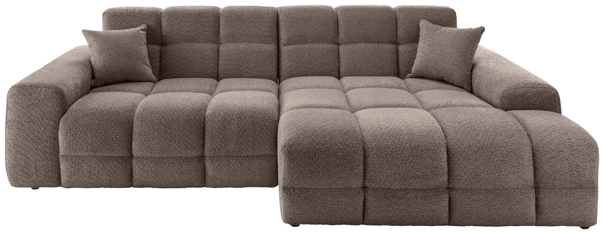 ECKSOFA Taupe Bouclé  - Taupe/Schwarz, MODERN, Kunststoff/Textil (301/152cm) - Livetastic