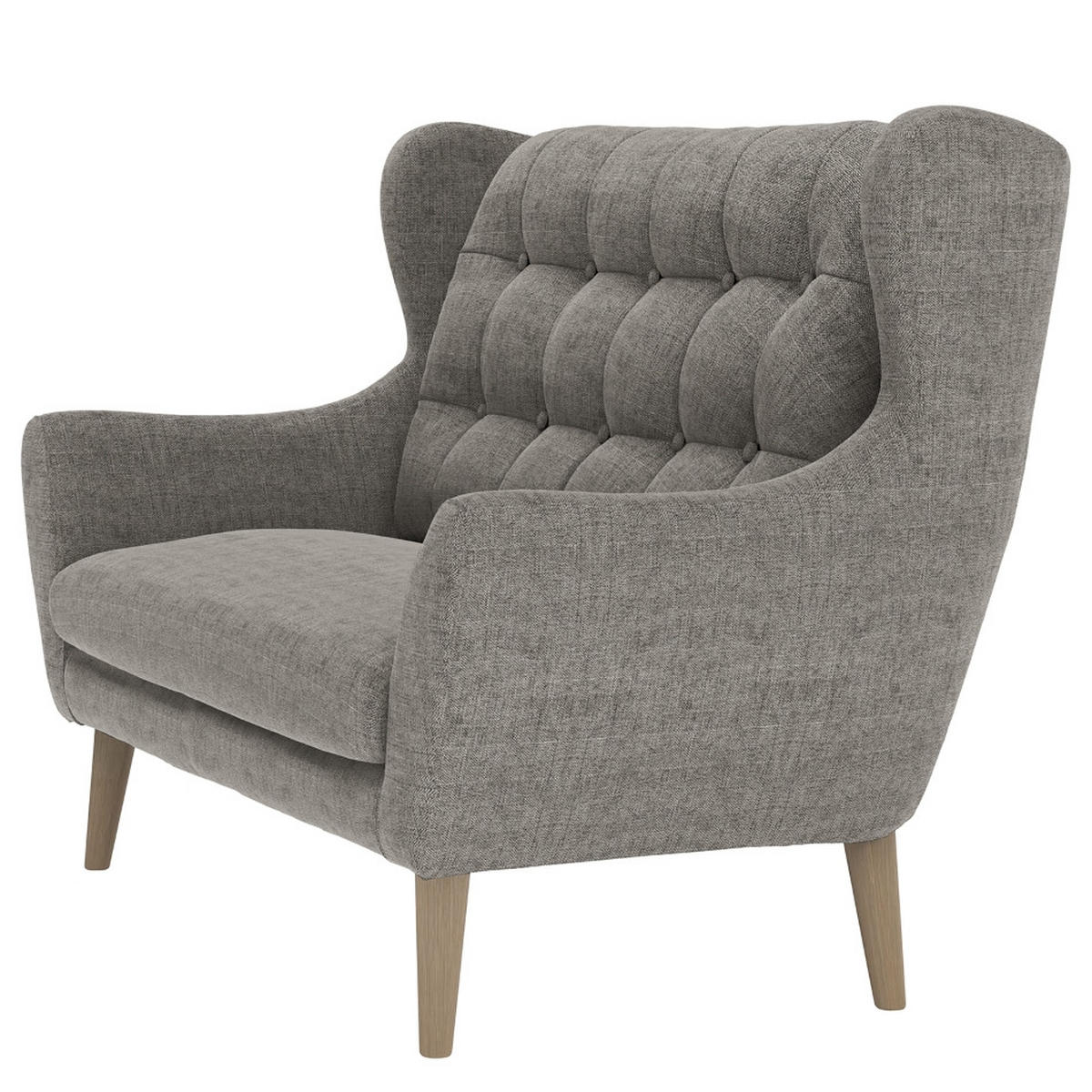 2-SITZER-SOFA in Webstoff Dunkelgrau  - Eichefarben/Dunkelgrau, Konventionell, Holz/Textil (144/107/94cm) - Trendmanufaktur
