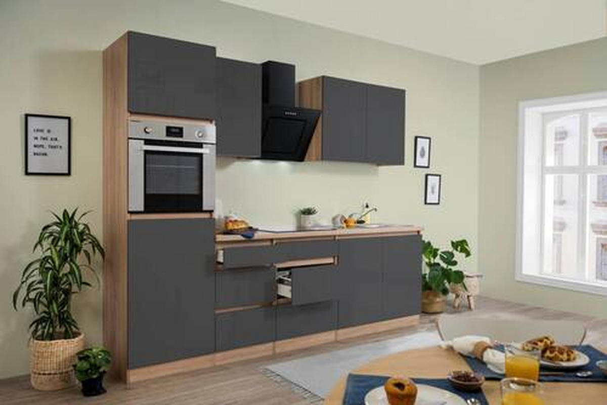 KÜCHENBLOCK 270 cm   in Eichefarben  - Eichefarben/Grau, MODERN, Holzwerkstoff (270cm) - Respekta