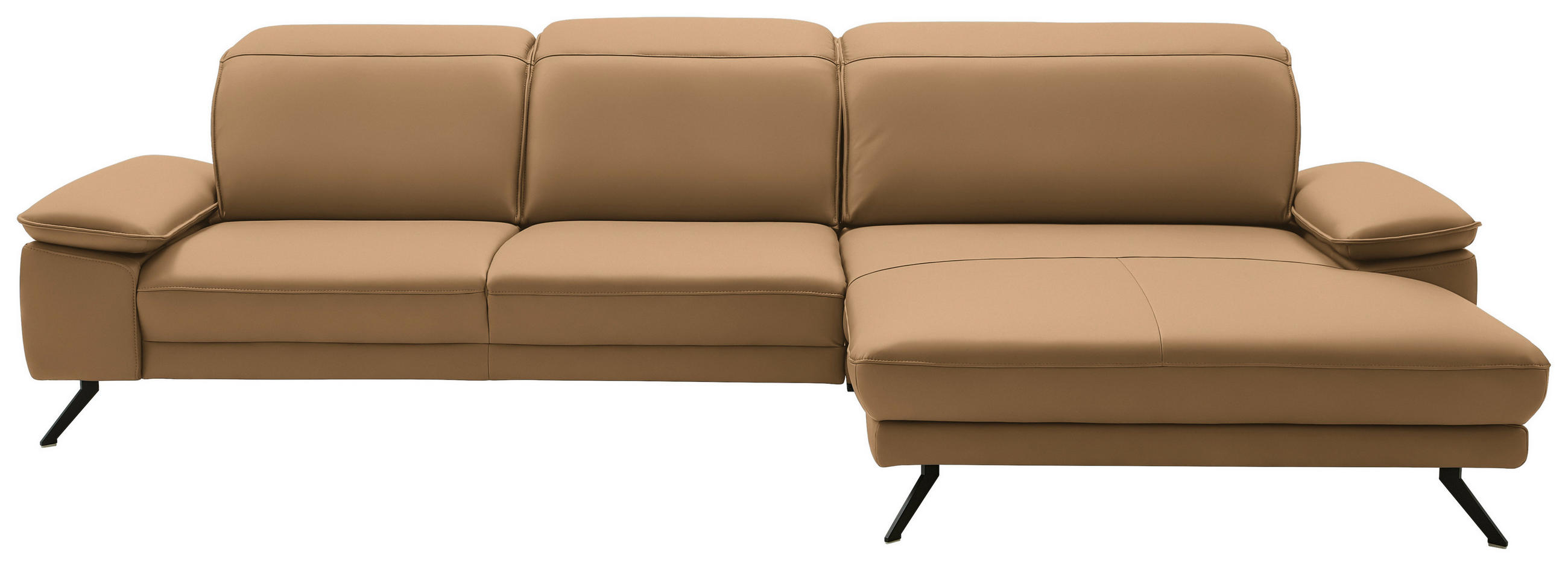 ECKSOFA in Echtleder Honig  - Schwarz/Honig, Design, Leder/Metall (332/193cm) - Dieter Knoll