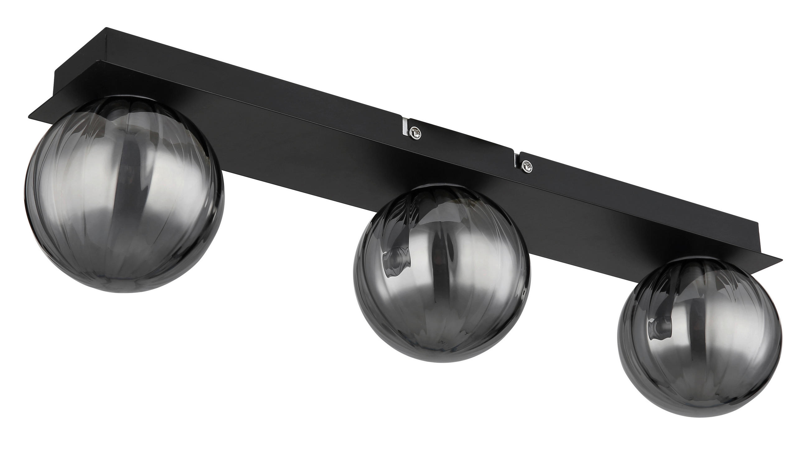 BADEZIMMER-DECKENLEUCHTE Ander 50/10/12,5 cm   - Schwarz, Design, Glas/Metall (50/10/12,5cm) - Globo