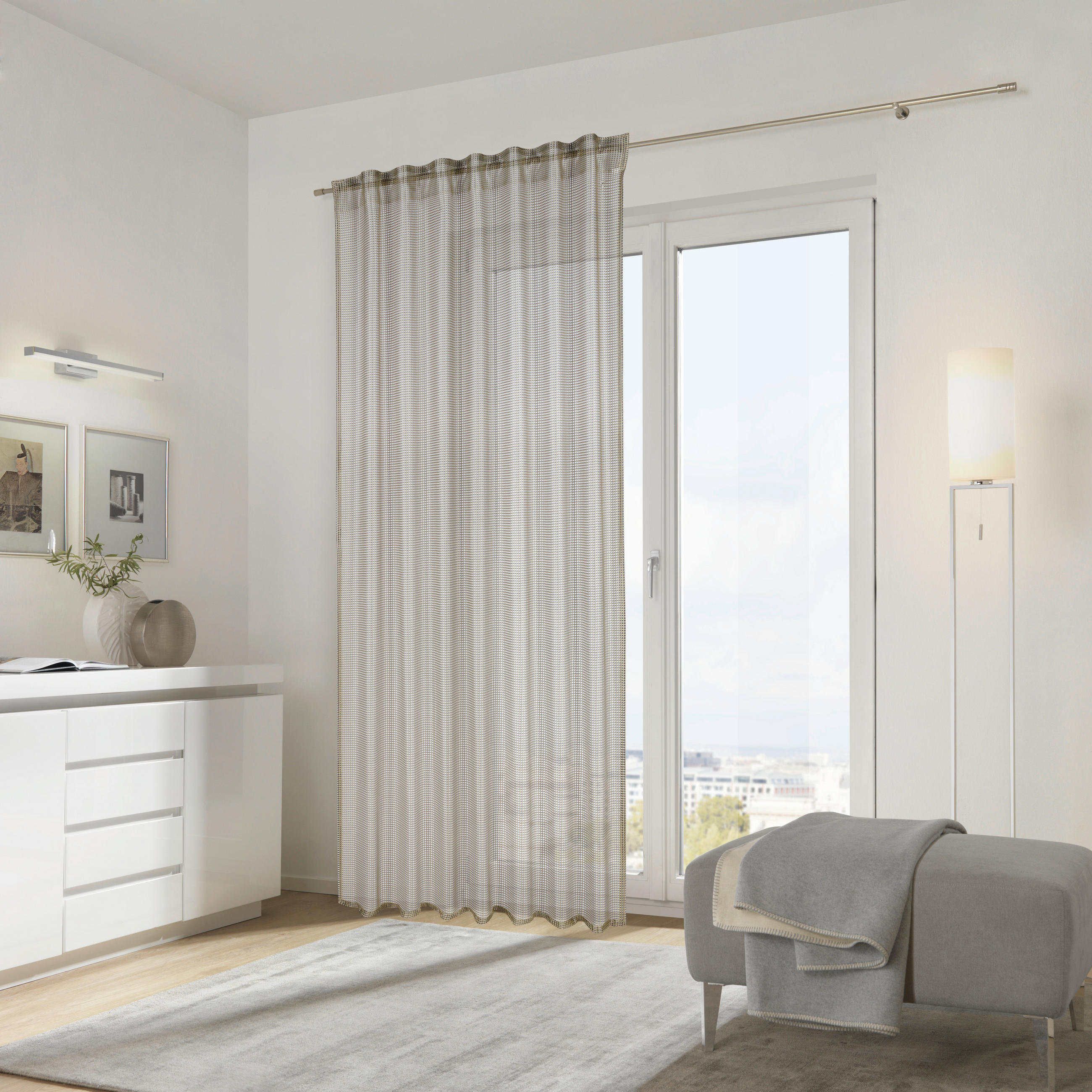 FERTIGVORHANG transparent  - Beige, Design, Textil (140/245cm)