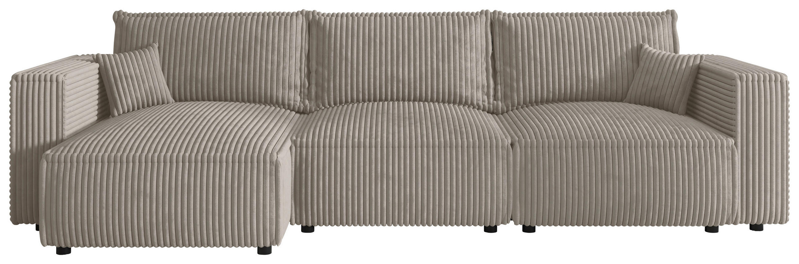 ECKSOFA Beige Cord Zierkissen, Rückenkissen, Schlaffunktion, Rücken echt  - Beige/Schwarz, MODERN, Kunststoff/Textil (350/168cm) - Xora