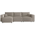 ECKSOFA Beige Cord Zierkissen, Rückenkissen, Schlaffunktion, Rücken echt  - Beige/Schwarz, MODERN, Kunststoff/Textil (350/168cm) - Xora