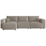 ECKSOFA Beige Cord Zierkissen, Rückenkissen, Schlaffunktion, Rücken echt  - Beige/Schwarz, MODERN, Kunststoff/Textil (350/168cm) - Xora