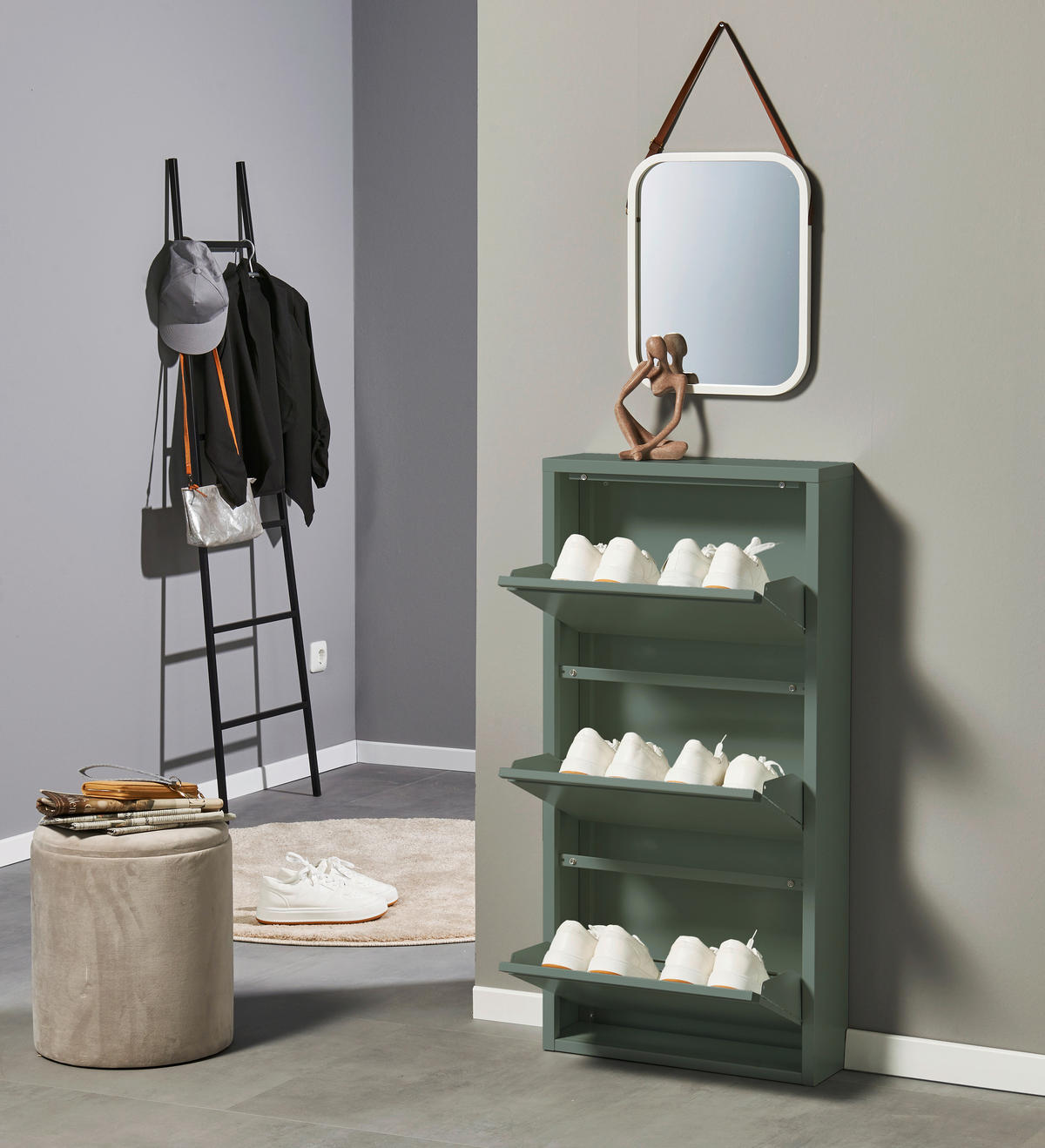 SCHUHKIPPER  in 51/104/16 cm  - Salbeigrün, MODERN, Metall (51/104/16cm) - Boxxx