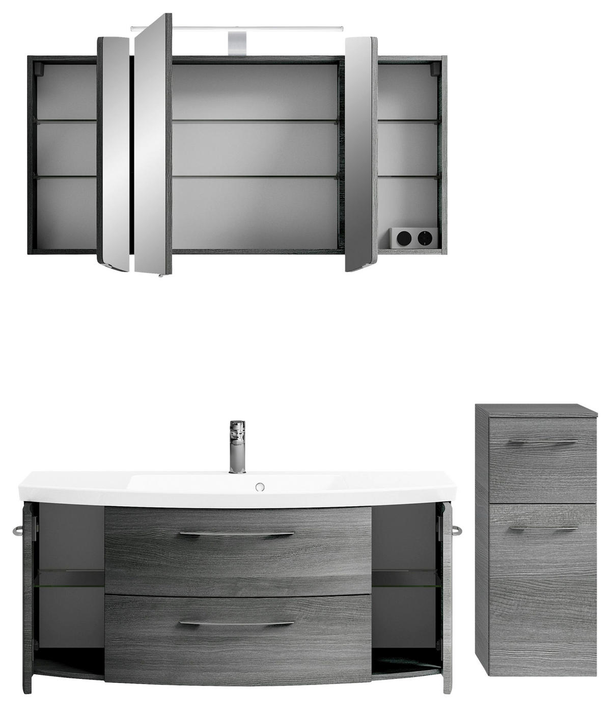 BADEZIMMER 4-teilig  in 151 cm  - Chromfarben/Graphitfarben, KONVENTIONELL, Glas/Holzwerkstoff (151cm) - Pelipal