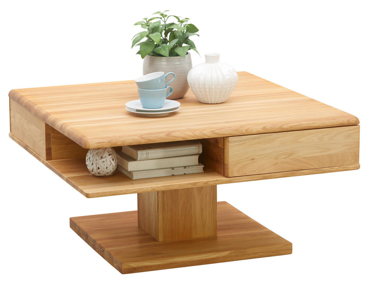 COUCHTISCH Eiche massiv 80/80/47 cm quadratisch Eichefarben  - Eichefarben, KONVENTIONELL, Holz (80/80/47cm) - Linea Natura