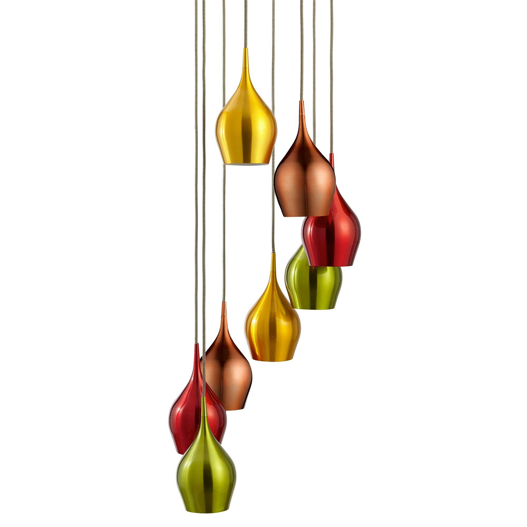 Searchlight Pendelleuchte Vibrant Gelb, Grün, Kupfer, Weinrot 170 cm