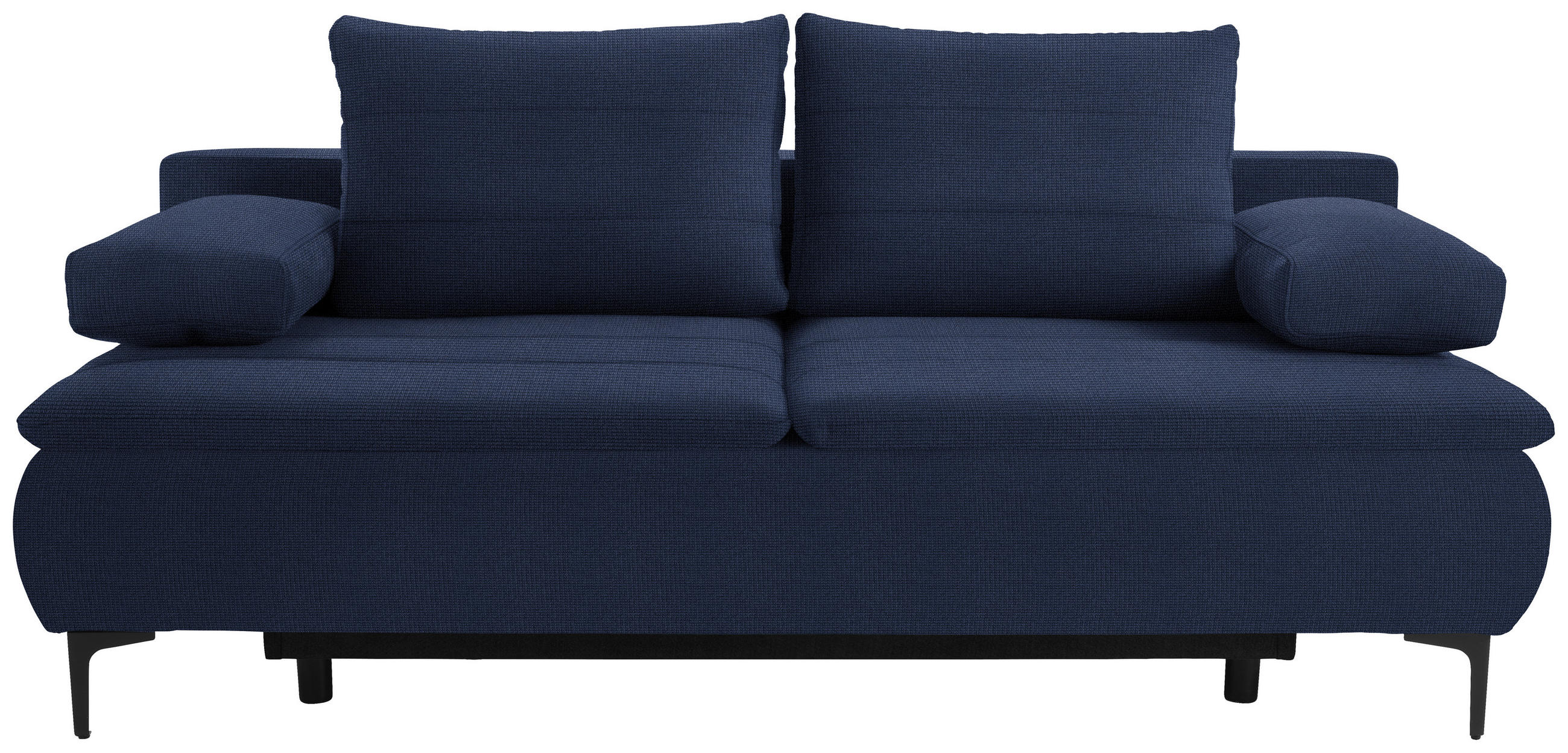 BOXSPRINGSOFA in Flachgewebe Dunkelblau  - Schwarz/Dunkelblau, KONVENTIONELL, Textil/Metall (204/93/100cm) - Novel