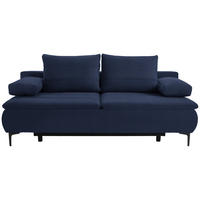 BOXSPRINGSOFA in Flachgewebe Dunkelblau  - Schwarz/Dunkelblau, Konventionell, Textil/Metall (204/93/100cm) - Livetastic