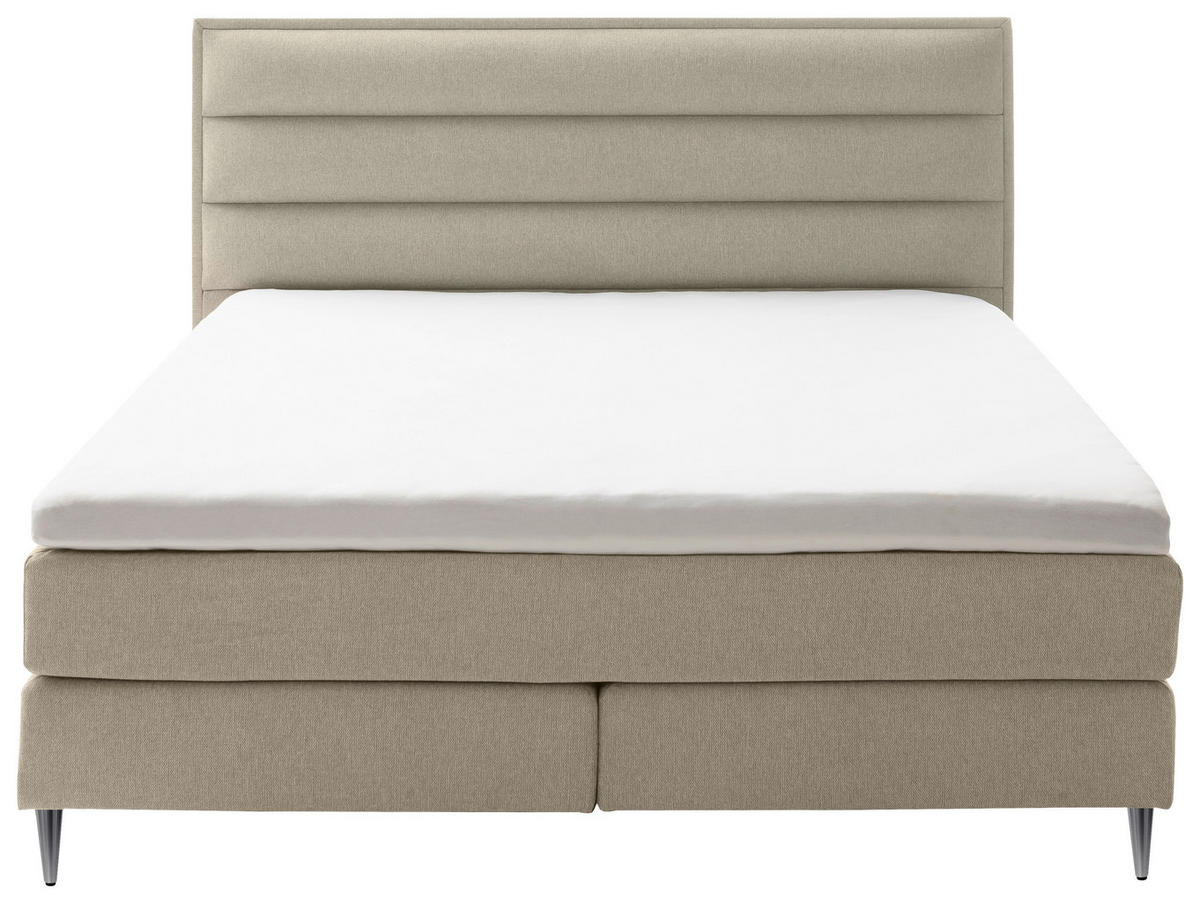 BOXSPRINGBETT 180/200 cm  in Beige  - Edelstahlfarben/Beige, Design, Textil/Metall (180/200cm) - Schöner Wohnen