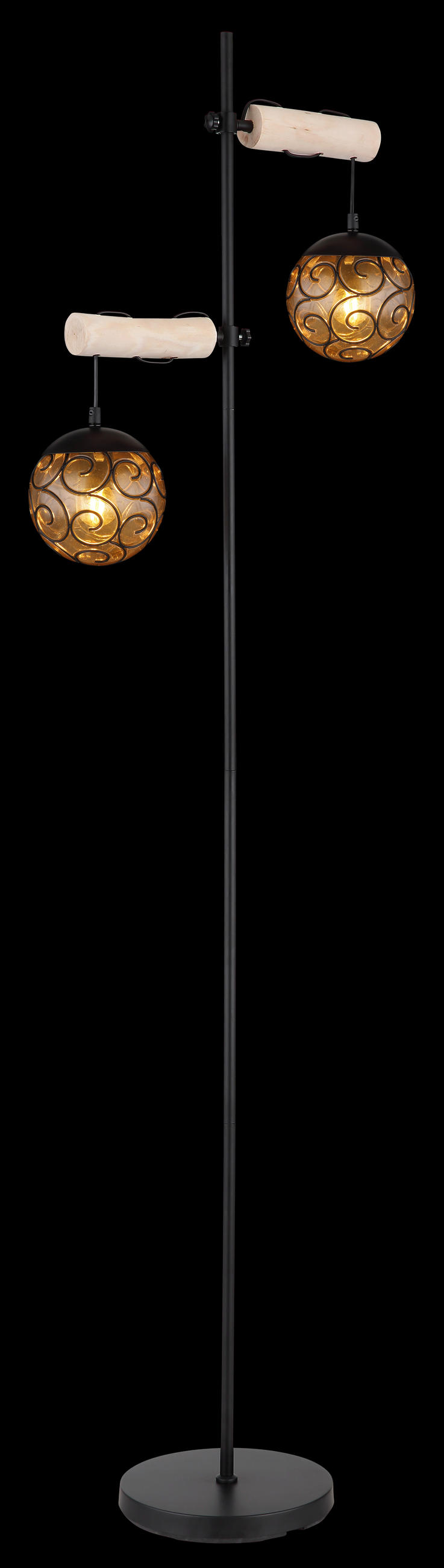 STEHLEUCHTE - Bernsteinfarben/Schwarz, Design, Holz/Kunststoff (51/25/168cm) - Globo