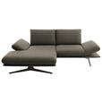 ECKSOFA  in Flachgewebe Braun Rücken echt, Armteilverstellung, Drehsitzfunktion  155/234 cm  - Schwarz/Braun, Design, Textil/Metall (155/234cm) - Dieter Knoll
