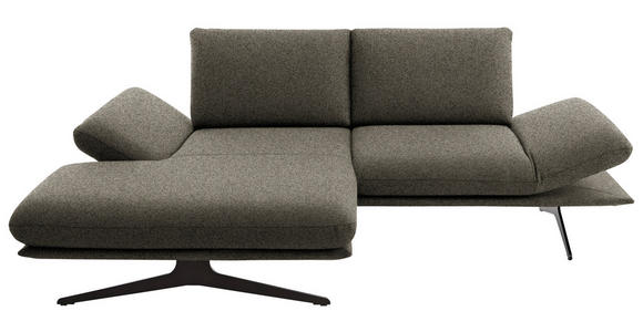 ECKSOFA  in Flachgewebe Braun Rücken echt, Armteilverstellung, Drehsitzfunktion  155/234 cm  - Schwarz/Braun, Design, Textil/Metall (155/234cm) - Dieter Knoll