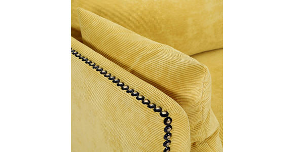 SOFA in Cord Gelb  - Gelb/Schwarz, Design, Textil/Metall (210/70/100cm) - Ambia Home