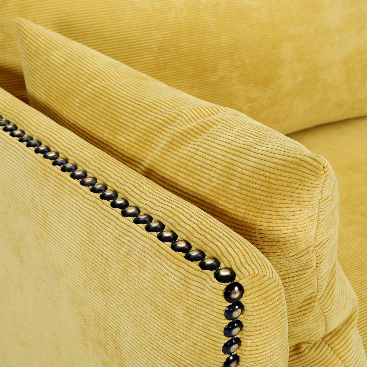 SOFA in Cord Gelb  - Gelb/Schwarz, Design, Textil/Metall (210/70/100cm) - Ambia Home