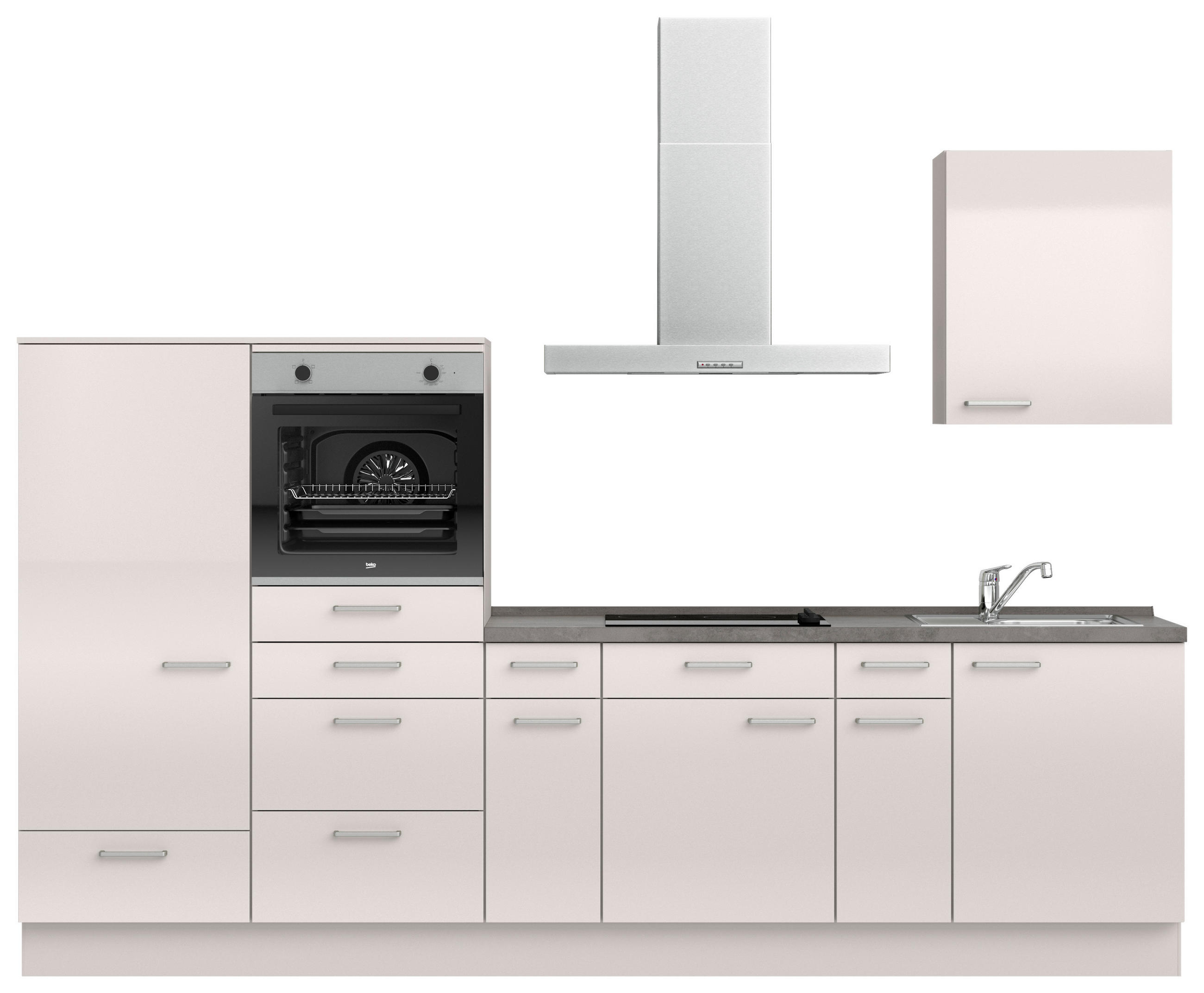KÜCHENLEERBLOCK 300 cm   in Schieferfarben, Hellgrau  - Schieferfarben/Edelstahlfarben, MODERN, Holzwerkstoff/Metall (300cm) - Nobilia