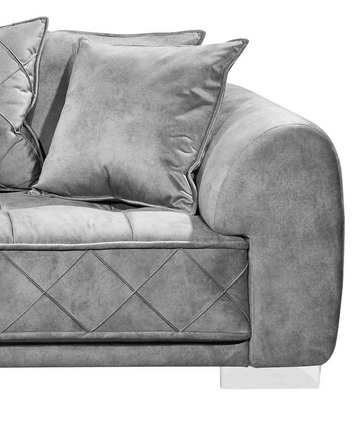 ECKSOFA in Mikrovelours Grau  - Silberfarben/Grau, Basics, Kunststoff/Textil (319/194cm) - MID.YOU