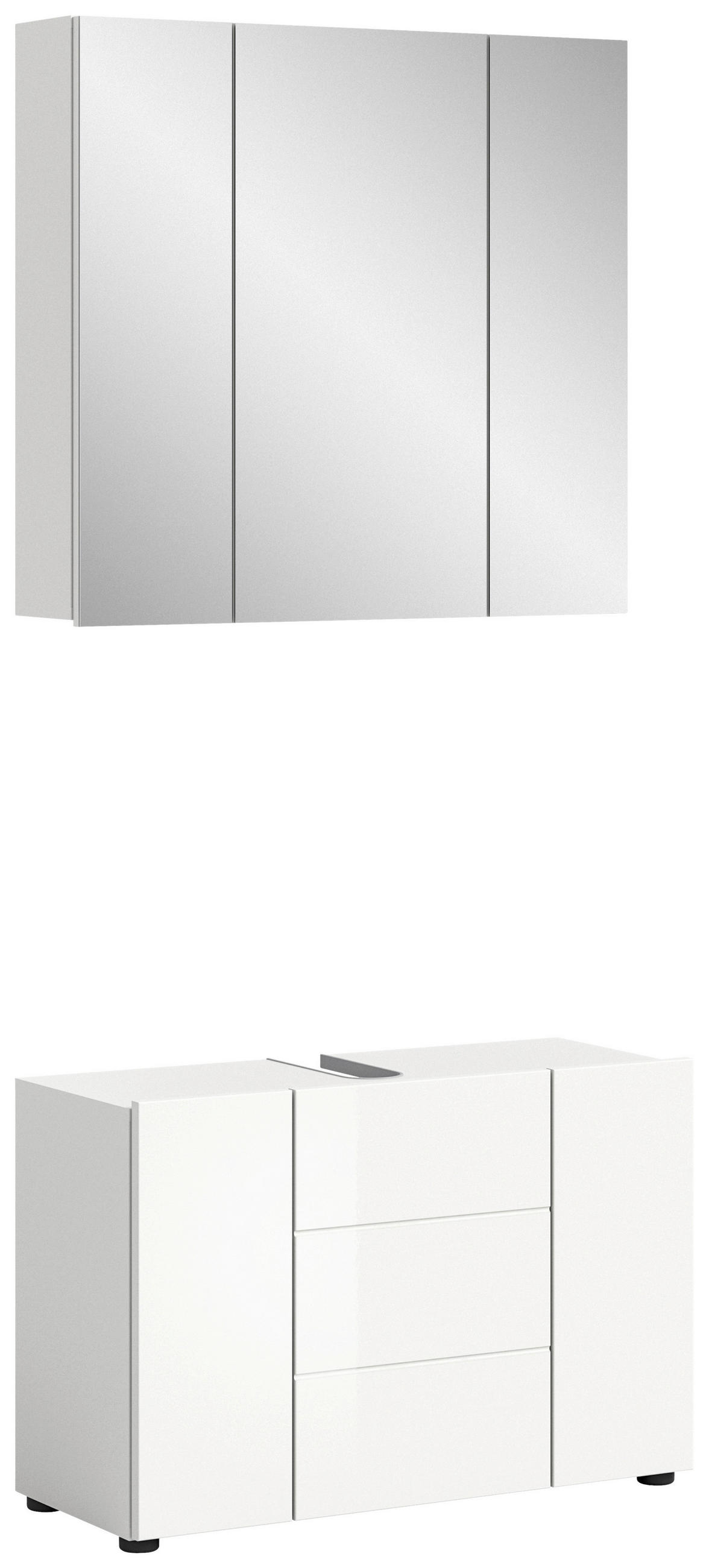 Thumbnail - Mid.you Badezimmer Vira, Weiß, Weiß Hochglanz, Holzwerkstoff, 8 Fächer, 82 cm, FSC Mix, hängend, stehend, Badezimmer, Ba...