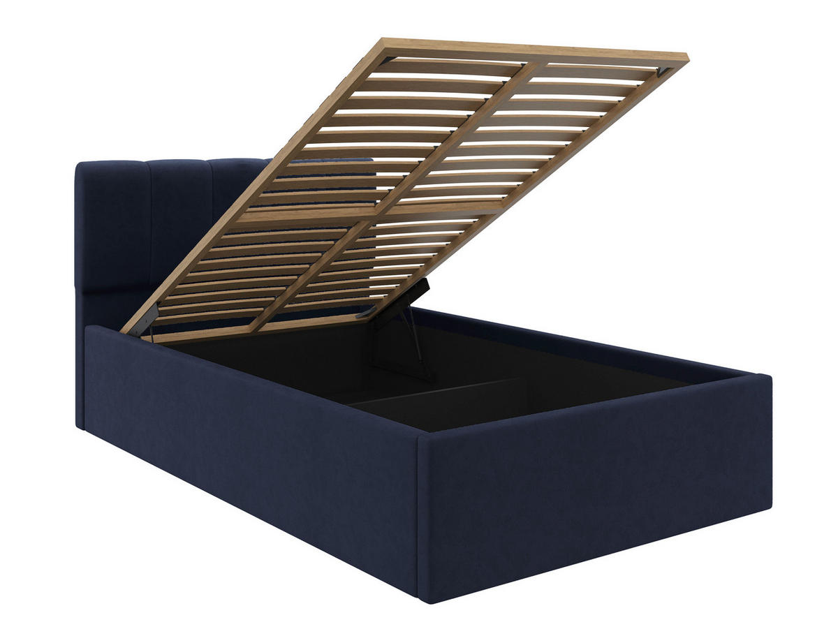 POLSTERBETT Lattenrost, Bettkasten Dunkelblau 120/200 cm  - Schwarz/Naturfarben, Design, Holz/Kunststoff (120/200cm) - Stylife