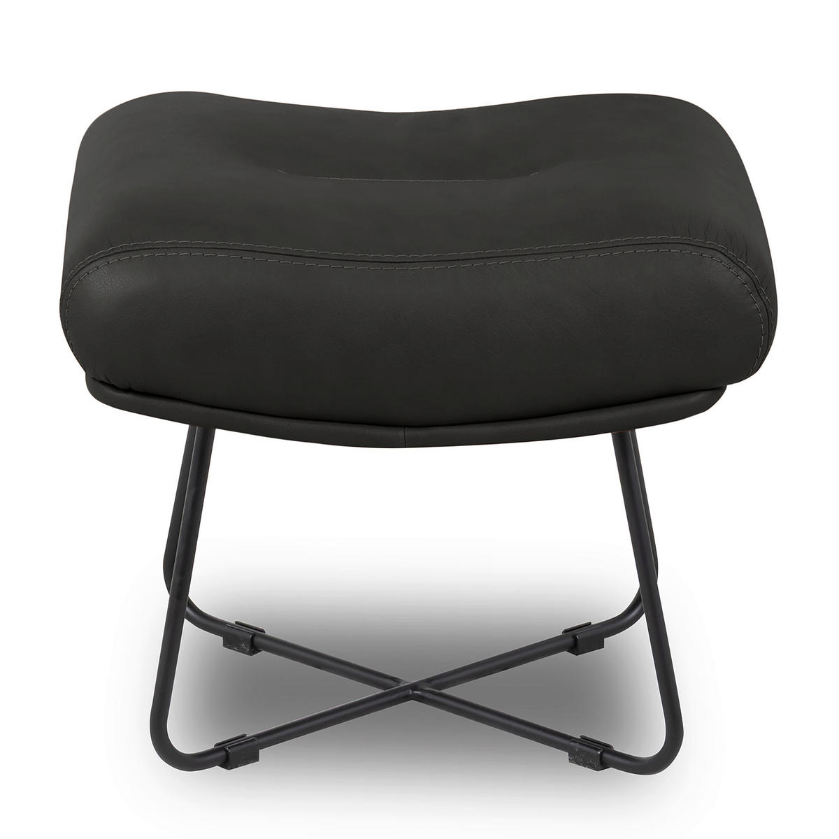 SESSELSET Echtleder Schwarz  - Kirschrot/Schwarz, Design, Leder/Metall (67/87/74cm) - Livetastic