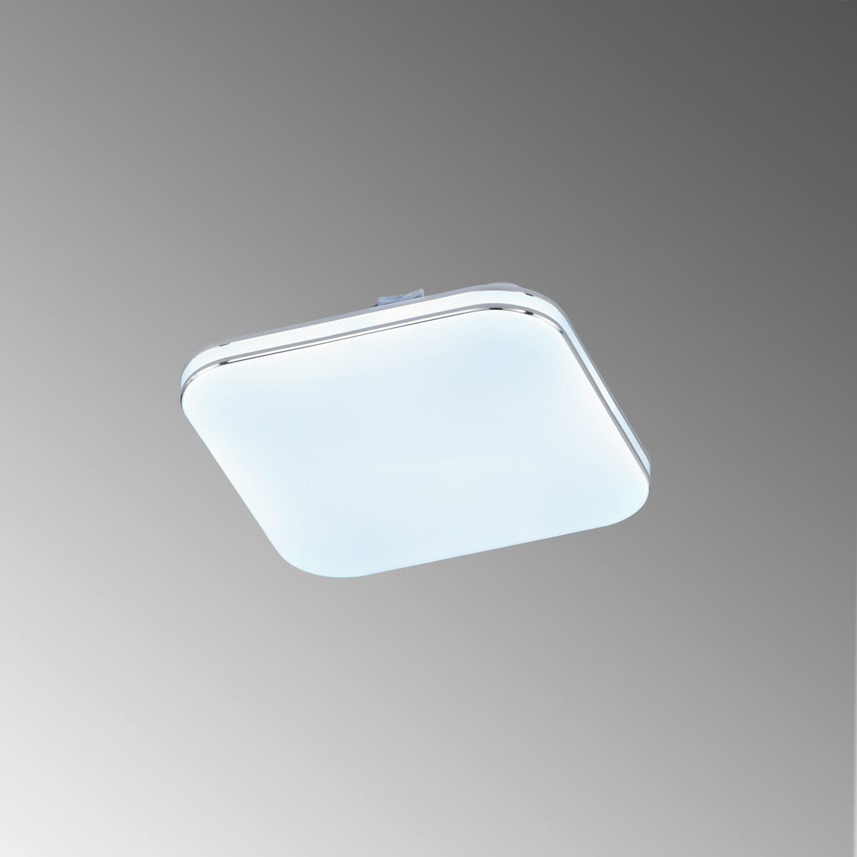 LED-DECKENLEUCHTE     - Weiss Hochglanz/Chromfarben, Konventionell, Glas (17/17cm) - Fischer & Honsel