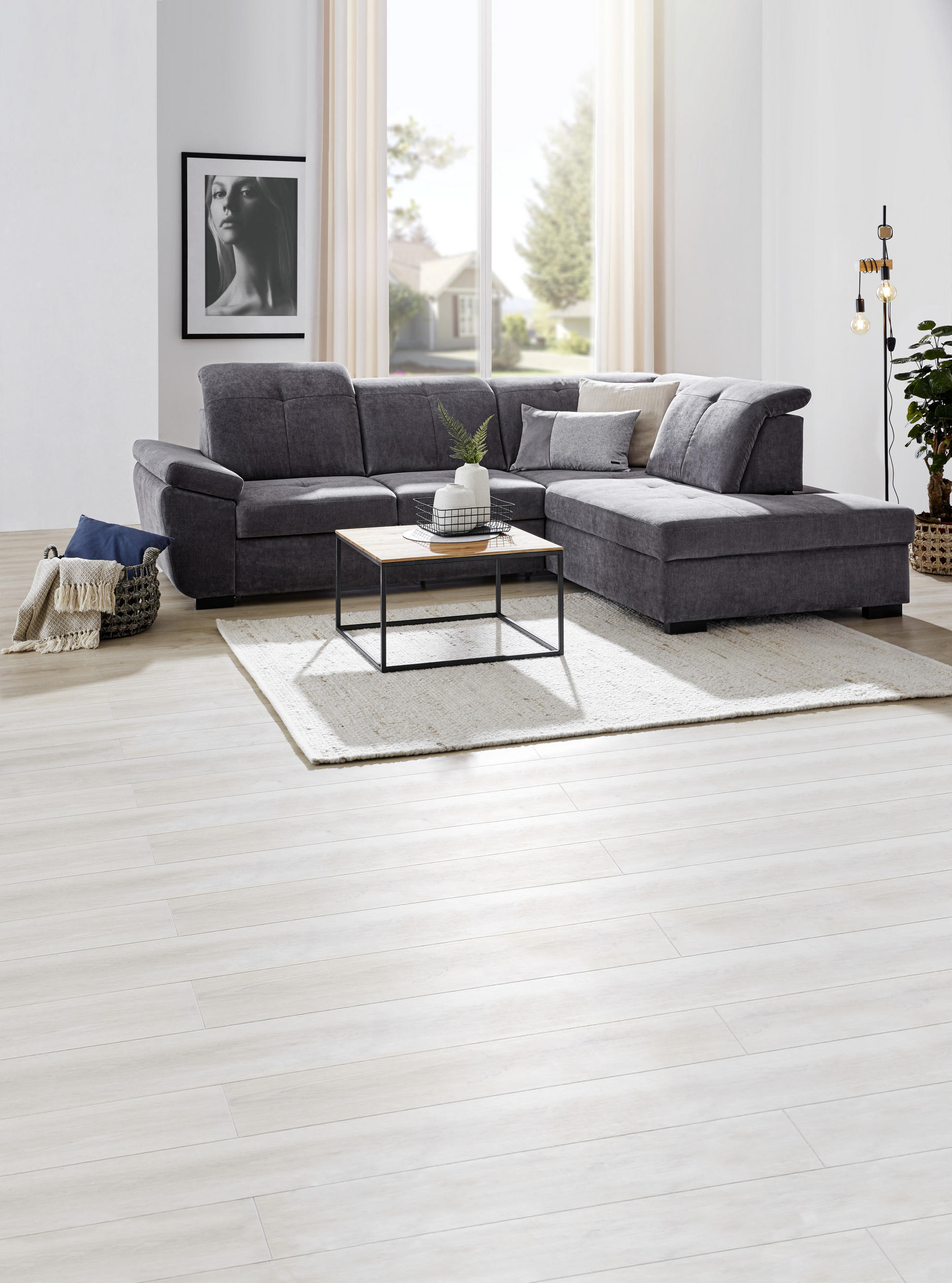 UGAONA GARNITURA siva - siva/crna, Konvencionalno, tekstil/drvo (280/202cm) - Xora