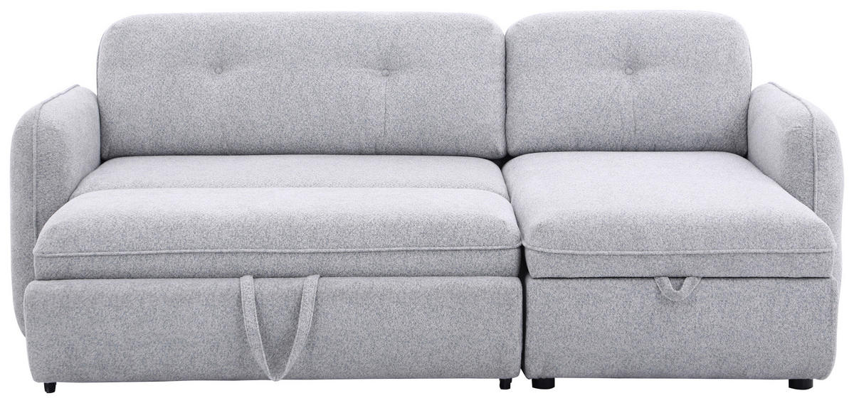 ECKSOFA Hellgrau Chenille  - Hellgrau/Schwarz, Design, Kunststoff/Textil (154/221cm) - Carryhome