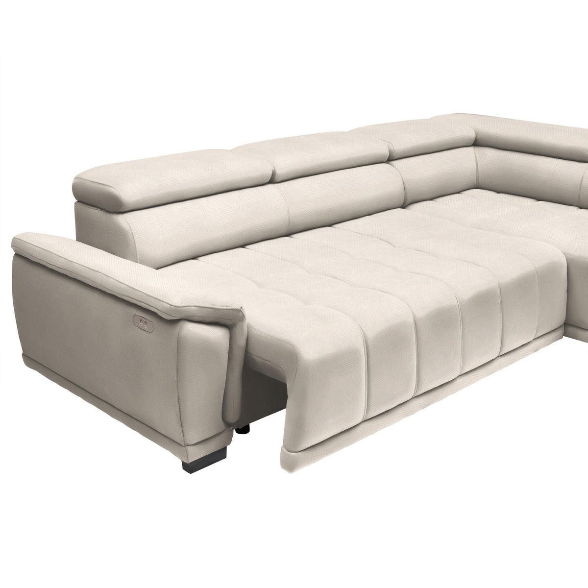 HÖRNSOFFA i chenille, vävt tyg pärlemor  - pärlemor/svart, Modern, textil/plast (283/106cm) - MID.YOU