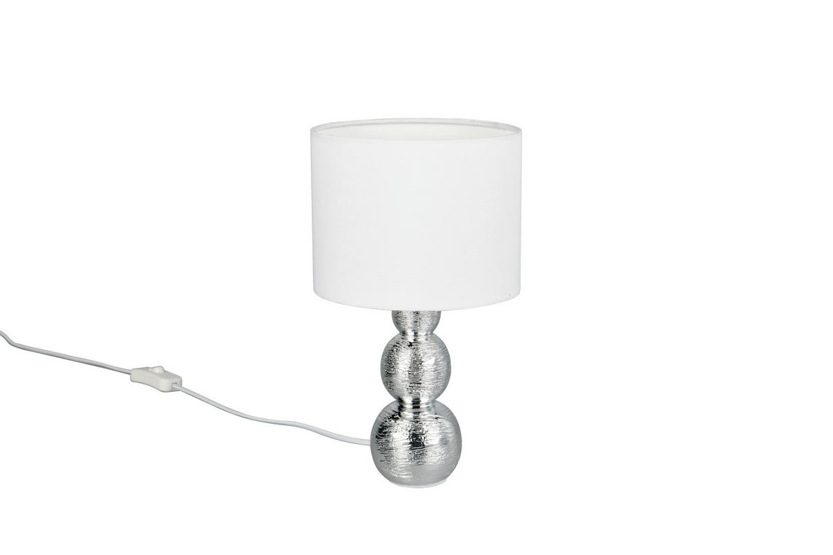 TISCHLEUCHTE Lova 17/29 cm  - Silberfarben/Weiß, LIFESTYLE, Keramik/Kunststoff (17/29cm)