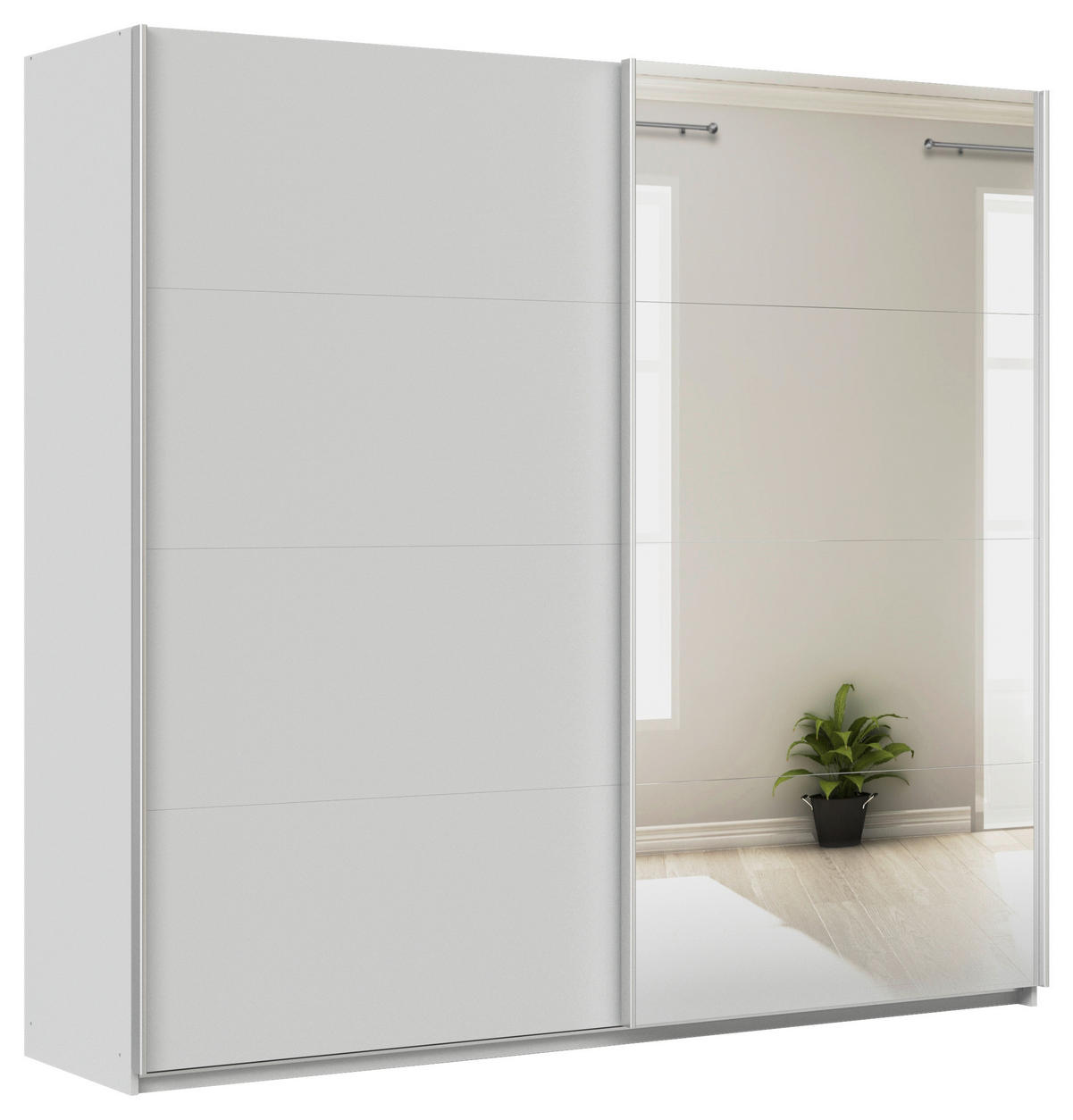 SCHWEBETÜRENSCHRANK  in Seidengrau  - Seidengrau/Alufarben, KONVENTIONELL, Glas/Holzwerkstoff (225/229/62cm) - Xora