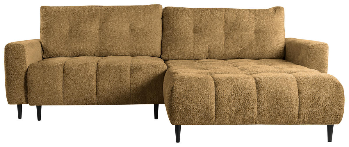 ECKSOFA Honig Chenille  - Schwarz/Honig, KONVENTIONELL, Holz/Textil (266/180cm) - Carryhome