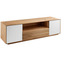 LOWBOARD Riva 158/44/45 cm 1 Schublade(n) Typenauswahl, Beimöbel erhältlich, stehend  - Wildeiche/Weiß, KONVENTIONELL, Glas/Holz (158/44/45cm) - Linea Natura