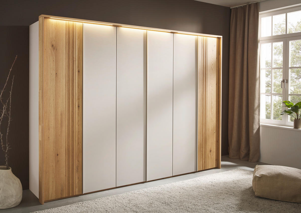 DREHTÜRENSCHRANK 301,9/223,3/62 cm,  in Perlmutt, Wildeiche, 6-türig  - Wildeiche/Perlmutt, Design, Holz/Holzwerkstoff (301,9/223,3/62cm) - Valnatura