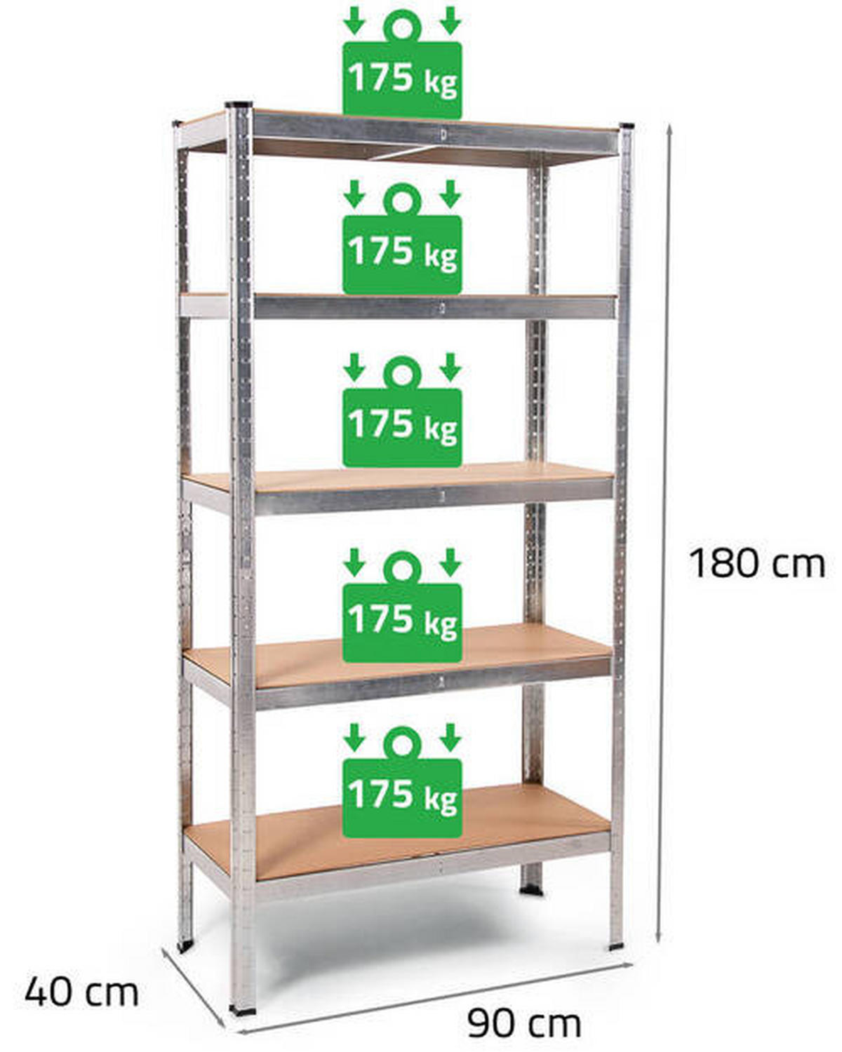 SCHWERLASTREGAL 90/180/40 cm  - Silberfarben, Basics, Metall (90/180/40cm)