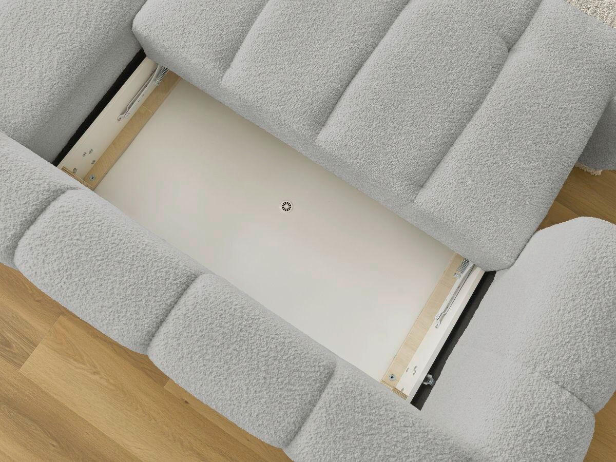 ECKSCHLAFSOFA FUJI Bouclé Hellgrau  inkl.  - Hellgrau/Schwarz, MODERN, Kunststoff/Textil (292/160cm)