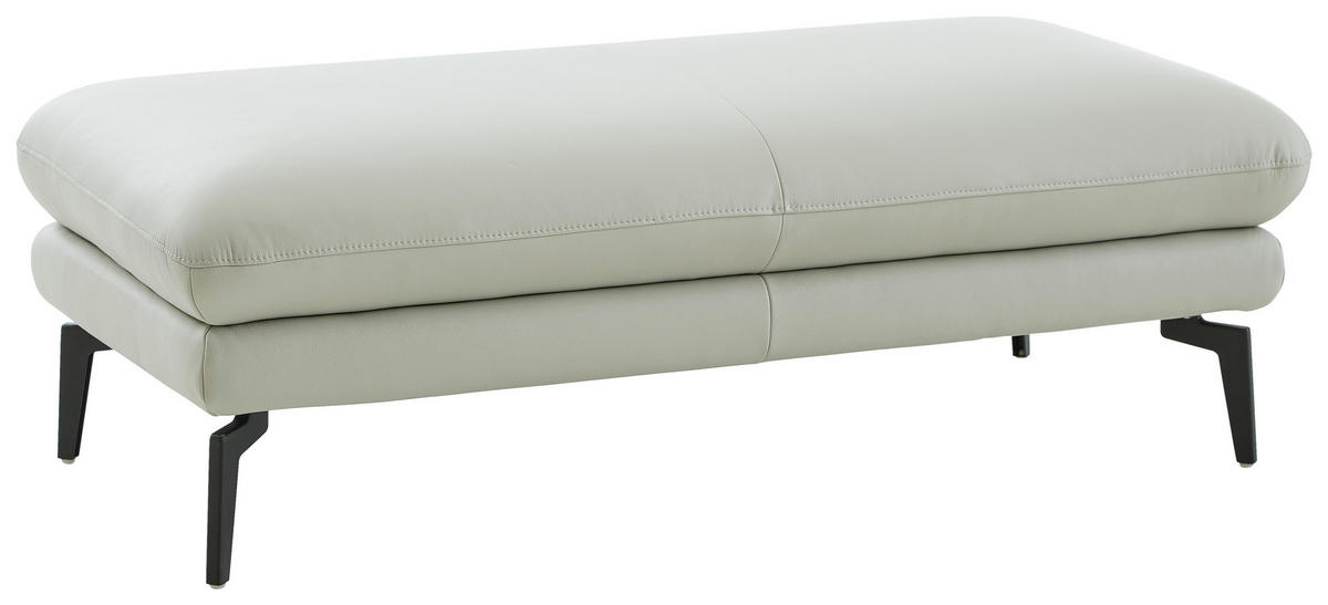 ECKSOFA in Echtleder Silberfarben  - Silberfarben/Schwarz, Design, Leder/Metall (308/195cm) - Dieter Knoll