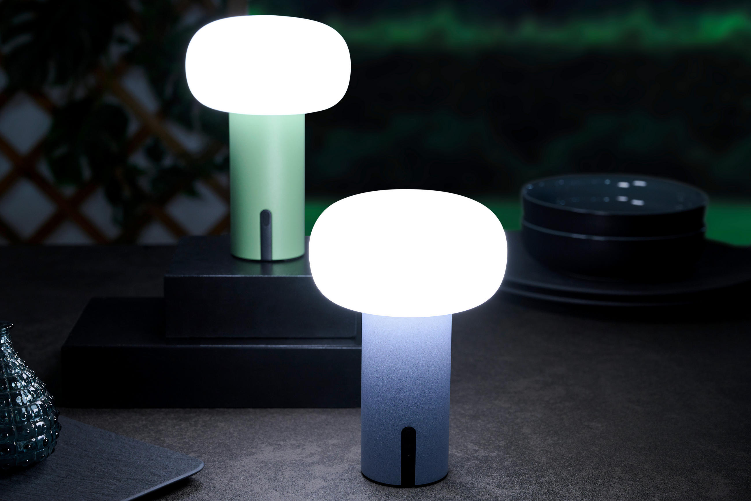 PORTABEL LAMPA 13/19 cm   - vit/grön, Trend, metall/glas (13/19cm) - Dieter Knoll