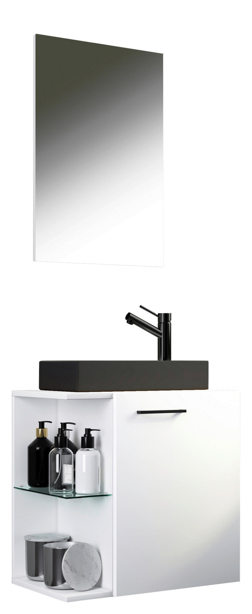 GÄSTEBAD 52 cm  - Schwarz/Weiß, MODERN, Glas/Keramik (52cm) - MID.YOU