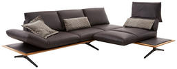 ECKSOFA Braun Echtleder  - Schwarz/Braun, Design, Leder/Holz (282/205cm) - Dieter Knoll