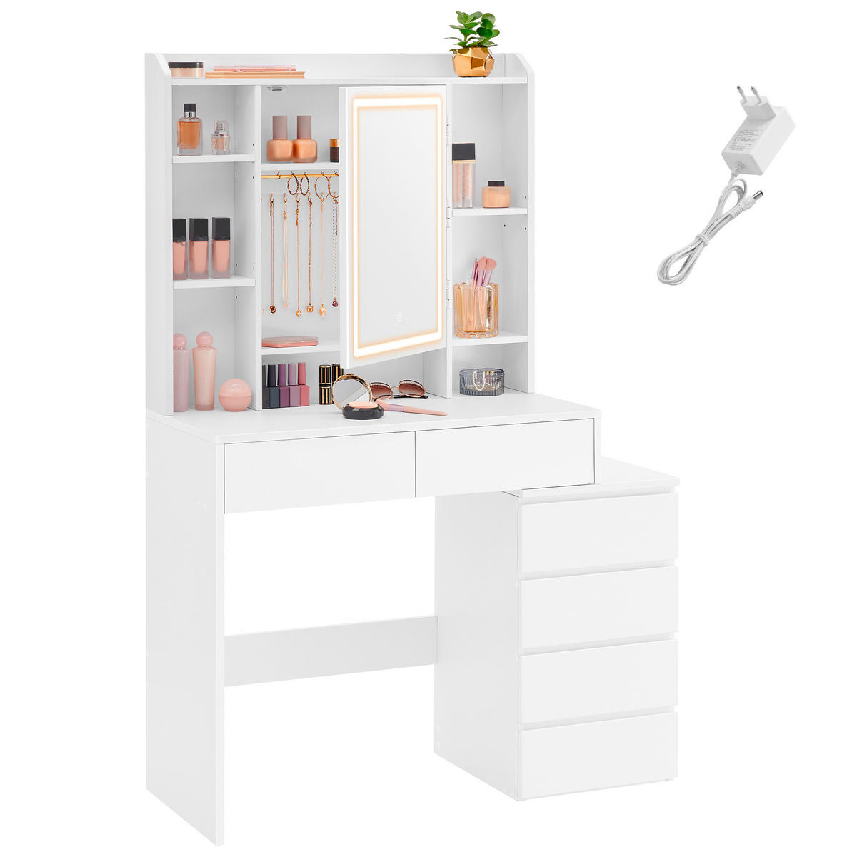 SCHMINKTISCH Weiß  - Weiß, Basics, Holzwerkstoff (97,5/40/145cm) - Boxxx