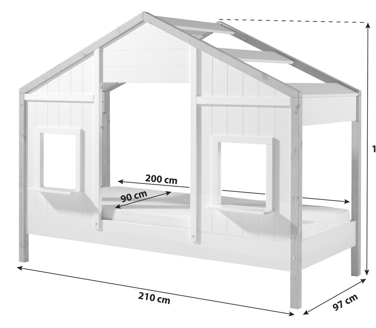 HAUSBETT 90/200 cm  - Eichefarben/Weiß, MODERN, Holz (90/200cm) - MID.YOU