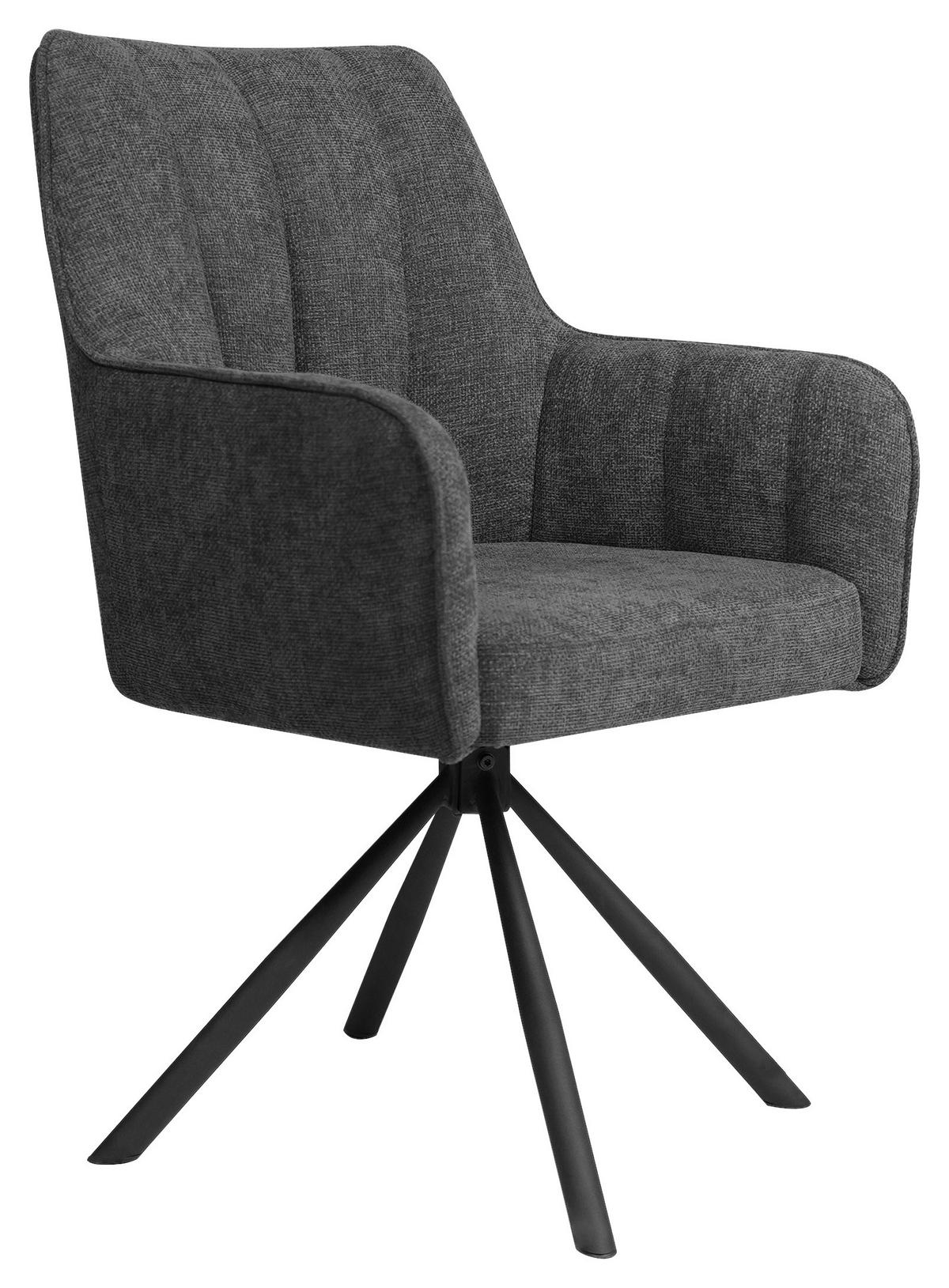 ARMLEHNSTUHL  in Eisen Webstoff  - Schwarz/Grau, Design, Textil/Metall (58/91/65cm) - Carryhome