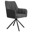 ARMLEHNSTUHL  Sitzfläche 360° drehbar Webstoff  Grau  - Schwarz/Grau, Design, Textil/Metall (58/91/65cm) - Carryhome