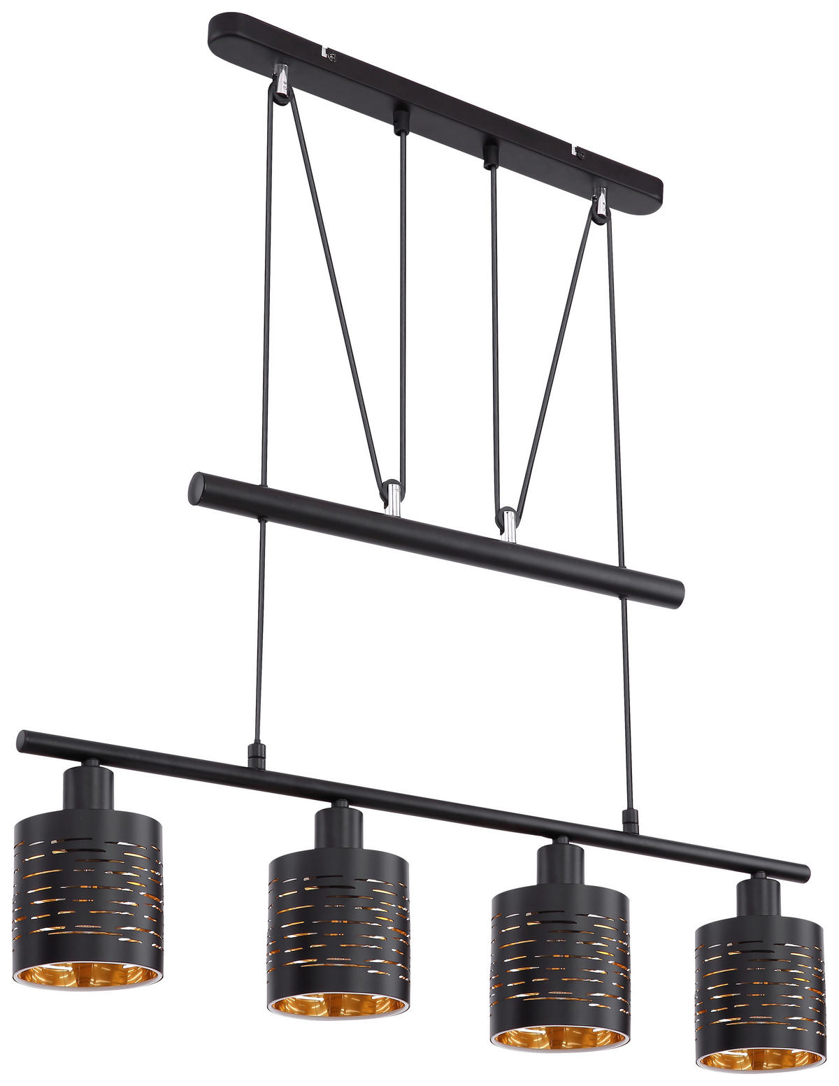 HÄNGELEUCHTE 70/10/180 cm  - Goldfarben/Schwarz, Design, Kunststoff/Metall (70/10/180cm) - Globo