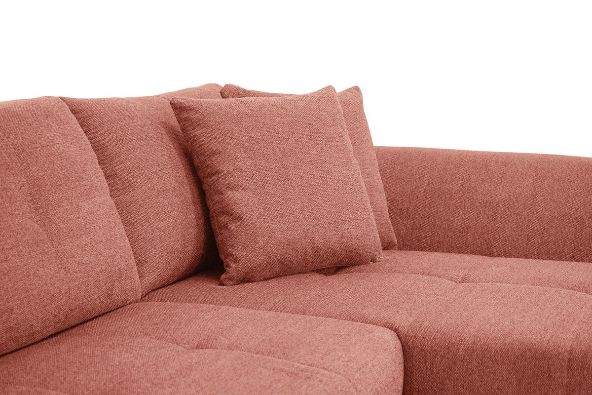 ECKSOFA in Webstoff Koralle  - Koralle/Schwarz, Design, Kunststoff/Textil (278/187cm) - Livetastic