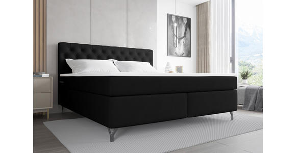 BOXSPRINGBETT 180/200 cm  in Schwarz  - Schwarz, KONVENTIONELL, Textil/Metall (180/200cm) - Carryhome