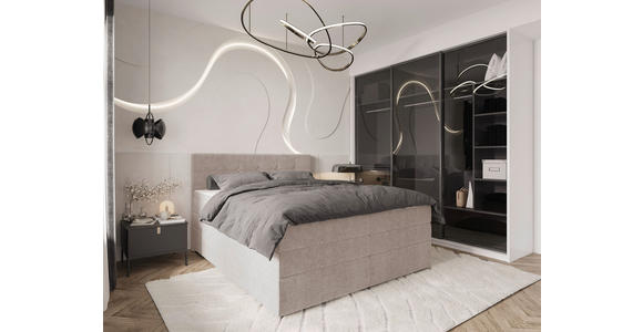 BOXSPRINGBETT 200/200 cm  in Beige  - Beige/Schwarz, KONVENTIONELL, Kunststoff/Textil (200/200cm) - Carryhome