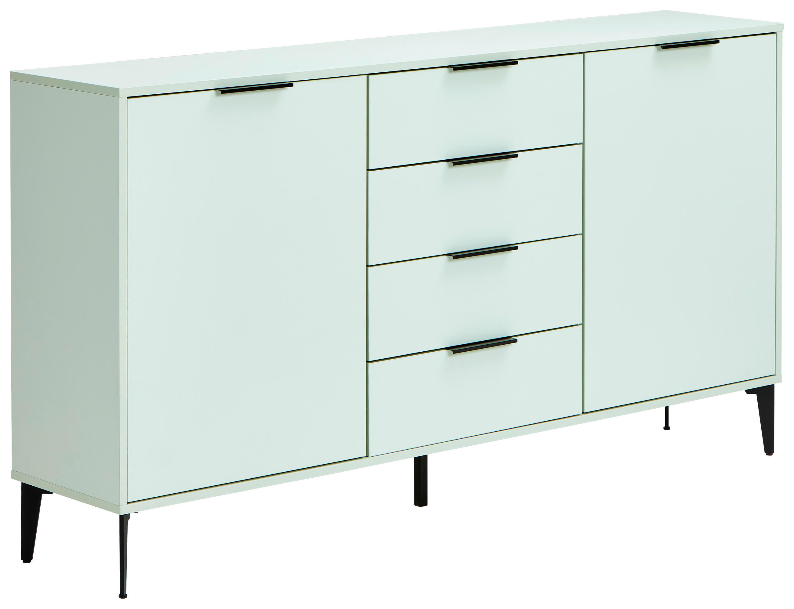 SIDEBOARD Salbeigrün Einlegeböden  - Salbeigrün/Schwarz, MODERN, Holzwerkstoff/Kunststoff (165/90/35cm) - Hom`in